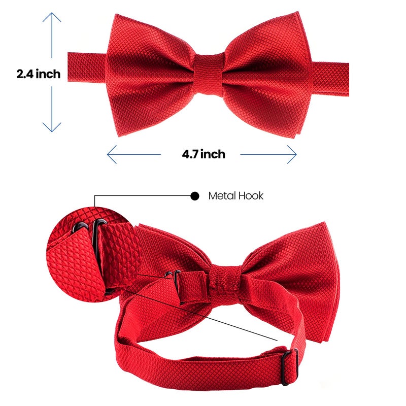 Man of Men Bow Tie for Men Polyester Solid Pretied Bowties Adjustable Tuxedos Bowtie for Weddings & Groomâ€™s Gift â€“ Bow Ties for Women (1, Red) - Image 5